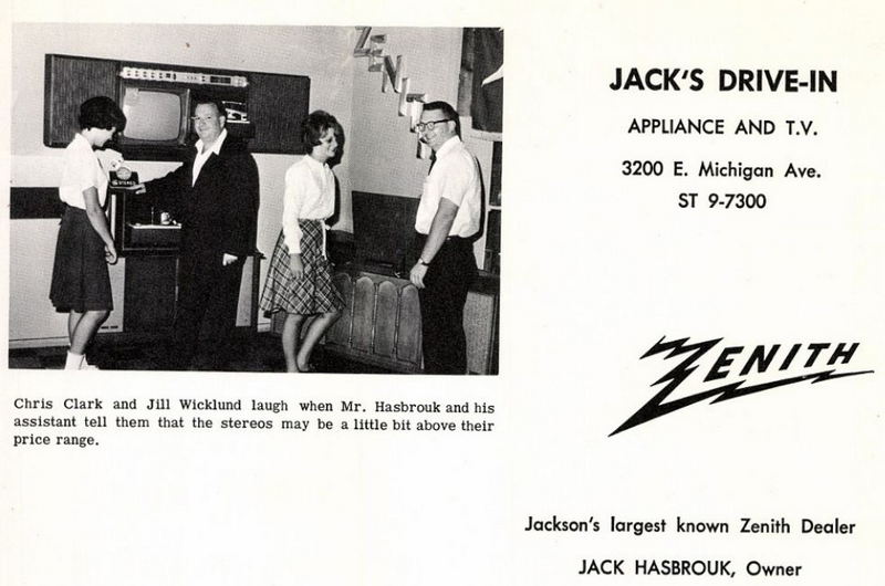 Jacks Drive-In Applicance Store - Vintage Yearbook Ad